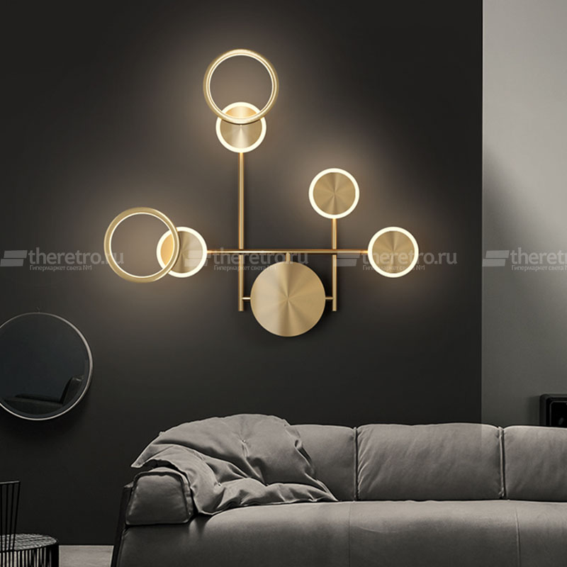 Серия настенных светодиодных светильников в виде композиции из светящихся дисков и колец ZINGY  фото 1