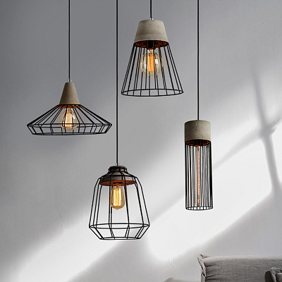 Подвесной светильник Cement Droplight Pendant Light СерыйC  фото 1