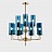 Люстра Brass & Blue Glass Tube designed by Hans-Agne Jakobsson in 1970 15 плафонов Золотой фото 3