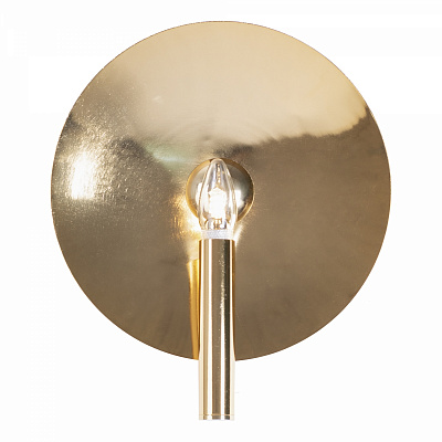 Бра Gold Round Backing Exposed Bulb Sconce Черный  фото 1